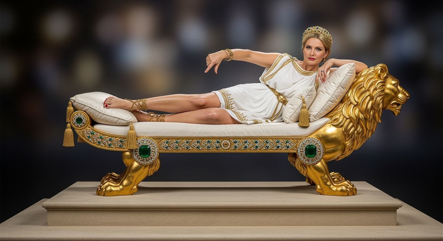Roman Empress on Golden Lion Chaise Longue Portrait