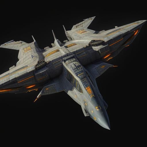 Futuristic Spaceship Design in Chrome: Falcon Scorpion Hybri...