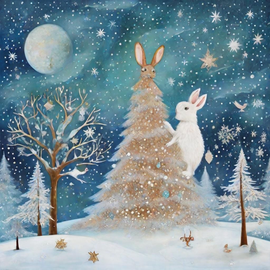 Surreal Winter Wonderland Mixed Media Collage