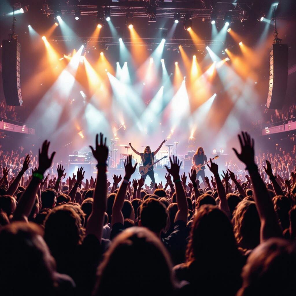 Electric Concert Arena Packed With Ecstatic Fans Under Drama...