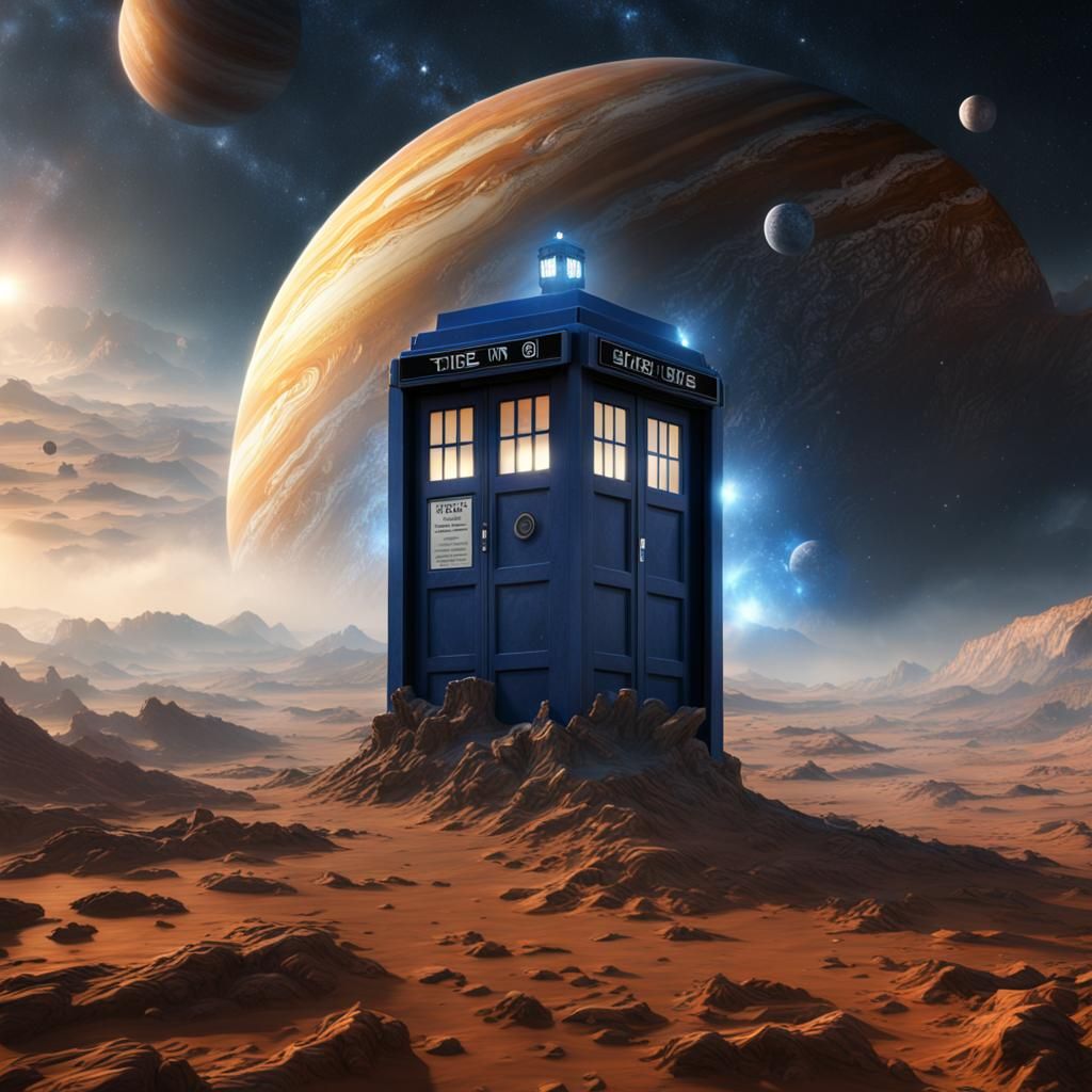 TARDIS Over Jupiter: Detailed Matte Painting