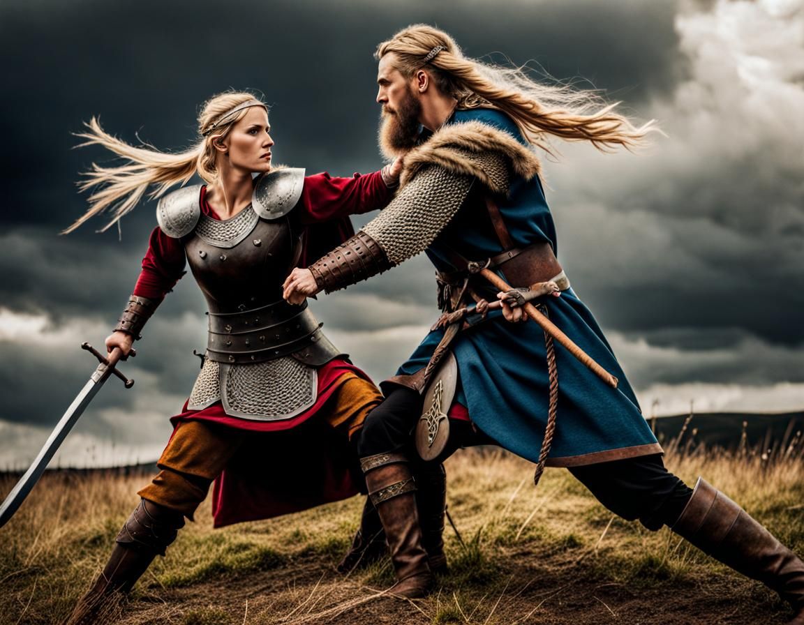 Viking Warrior Battles Saxon in Historic England