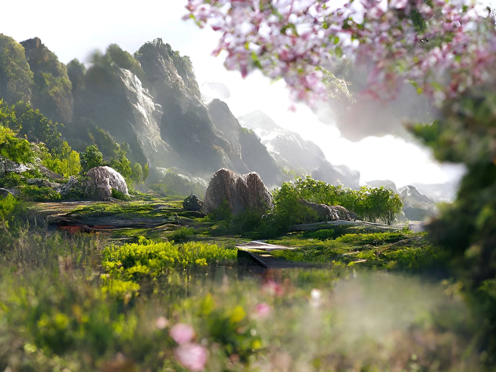 Lush Nature Reserve Landscape Painting