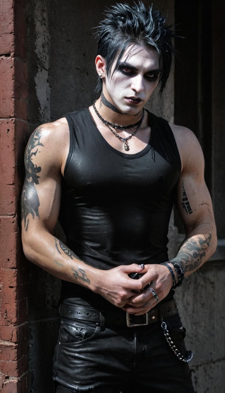 Sweaty Goth Fiend in HDR Photograph