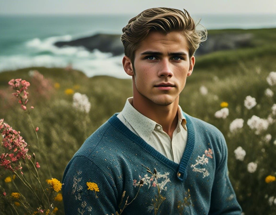 Handsome man at the shoreline