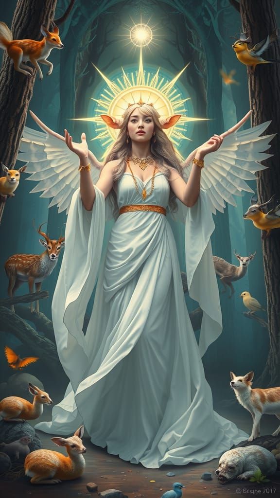 Surreal Goddess of Harmony in Whimsical Digital Art