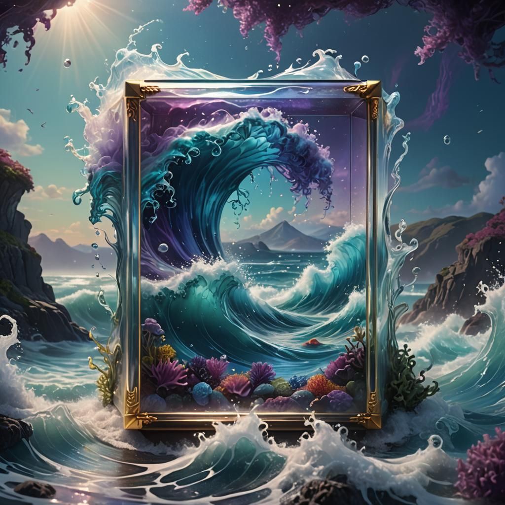 Wave in Glass Box: a Digital Painting Masterpiece