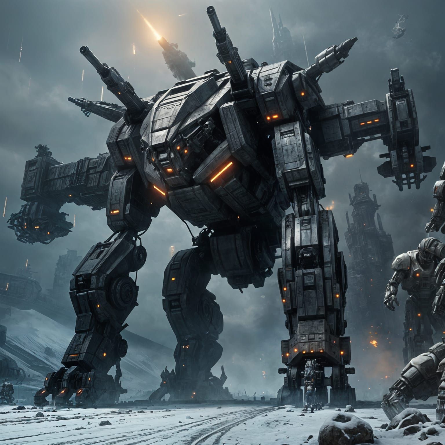 Epic Futuristic Train in Mechanical Wall Style