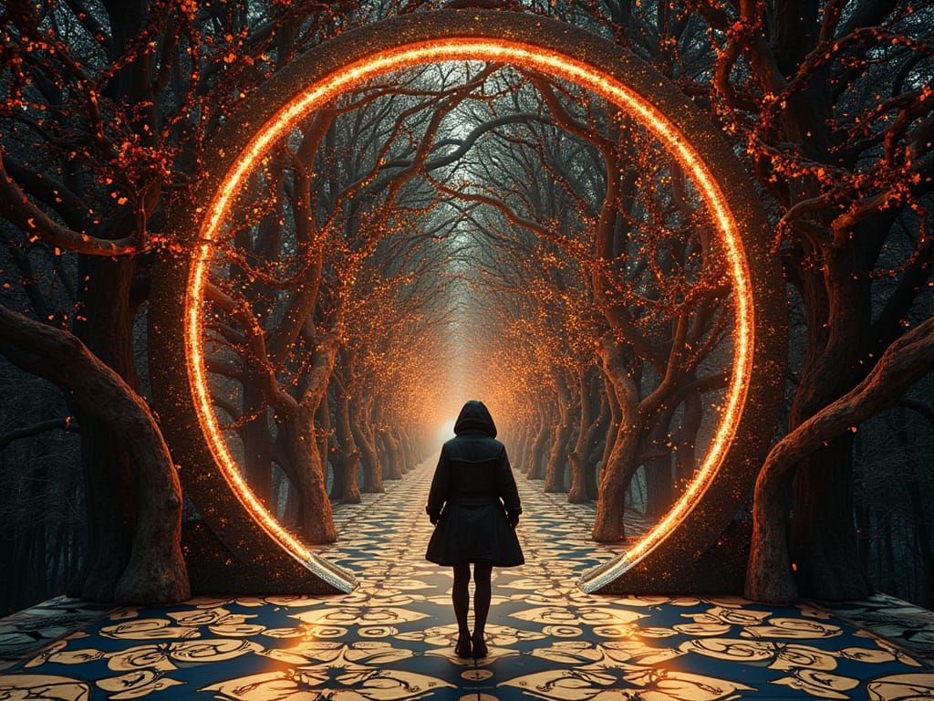 Götterdämmerung 3D  masterpiece wonderland semiconductor wafer  couture  special eyes patterned reflections symbolic dre...