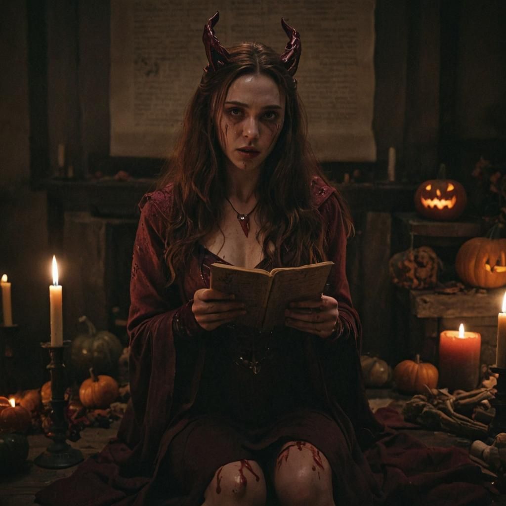 Scarlet Witch Levitation Amidst Candles, Cinematic Still