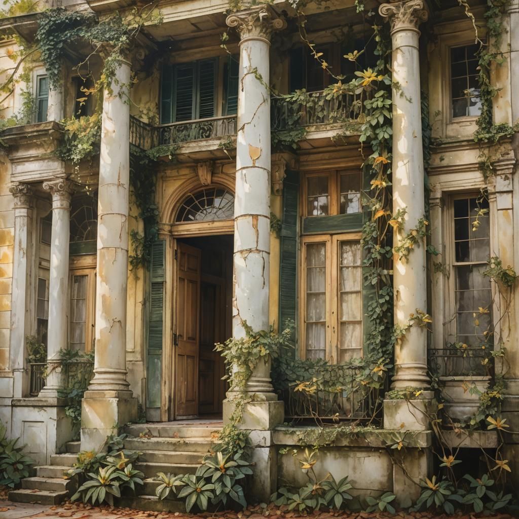 Entrance To An Old Southern Plantation House