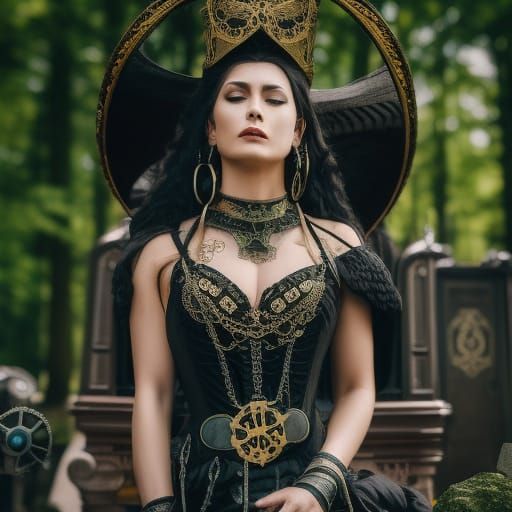 Steampunk Kalevala King Meditating in Graveyard