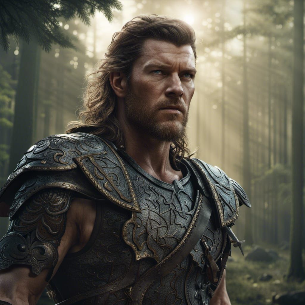 Perseus in Forest: Detailed Fantasy Concept Art