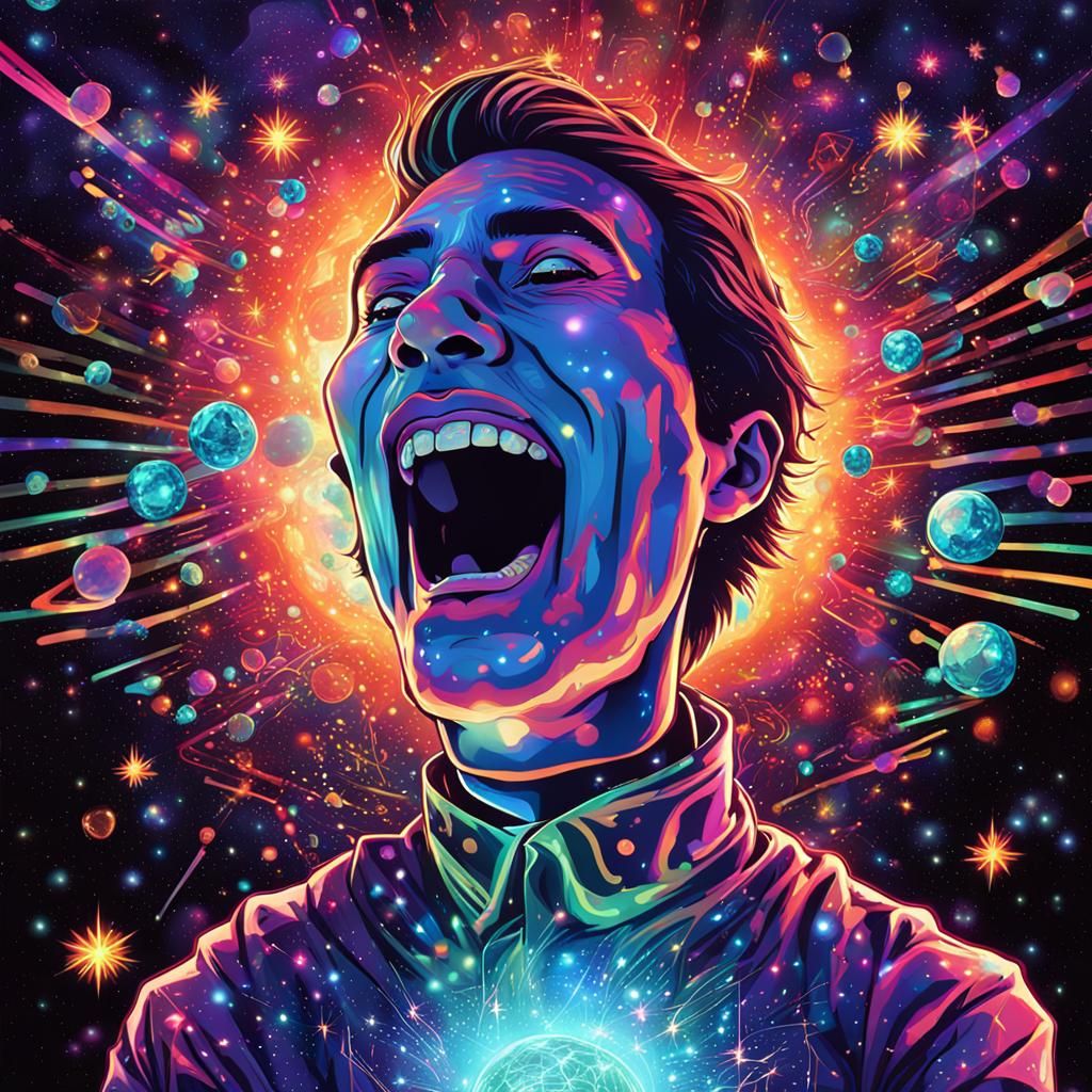 Psychedelic Digital Art of a Person Singing