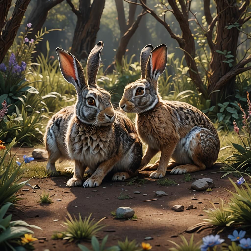 Jack Rabbits Playing: Fantasy Concept Art