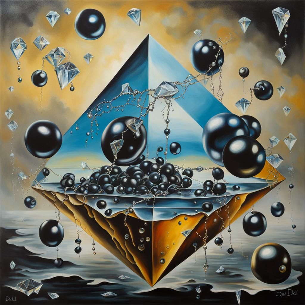 Surreal Cracked Pearls and Diamond Icycles Painting