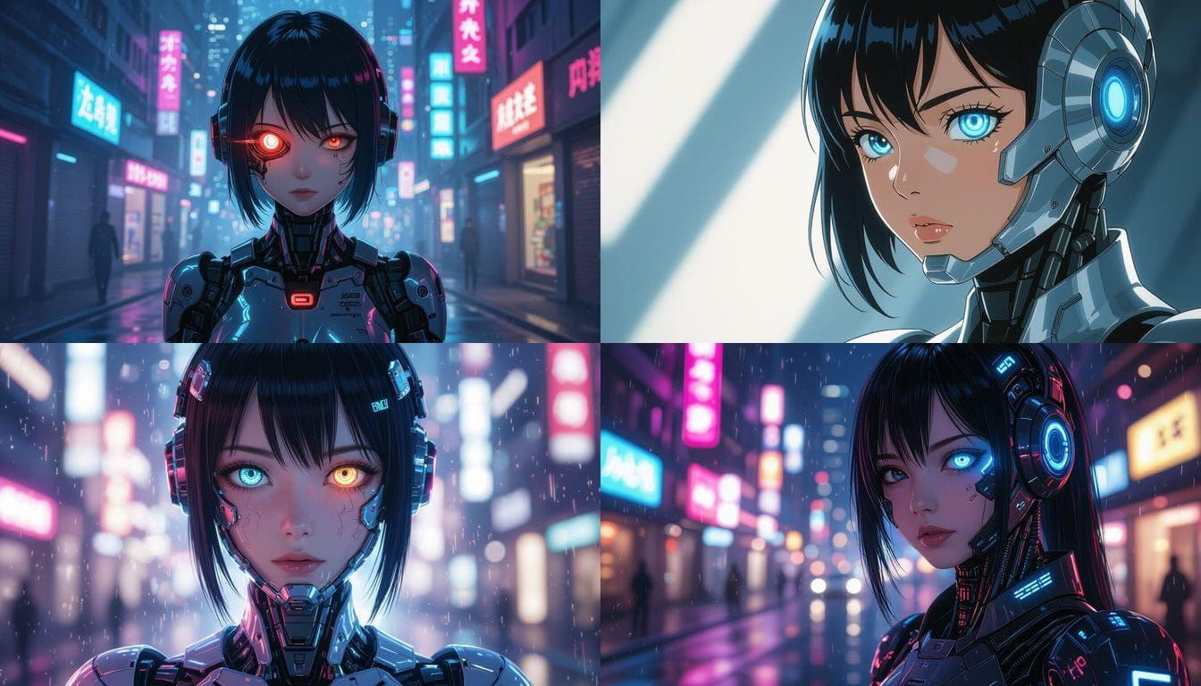 Anime Cyborg Girl With Glowing Eye, Ultra Detailed Realism