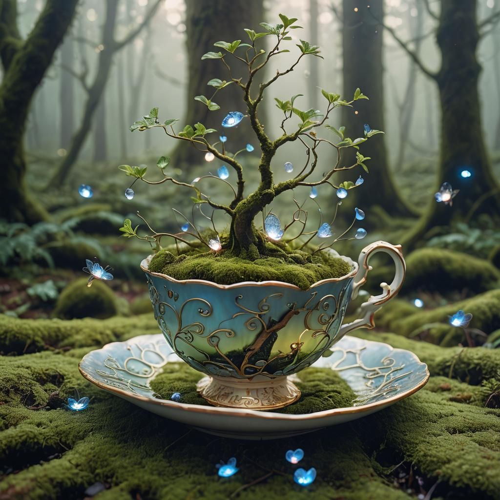 Tree in Teacup: Whimsical Forest Fantasy