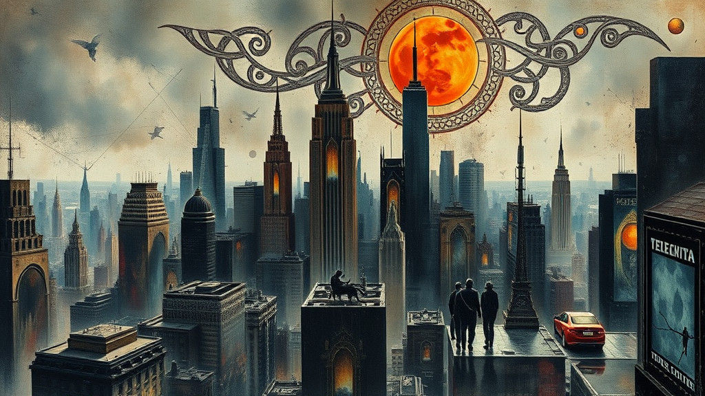 Dystopian Cityscape in Impasto Watercolor Style