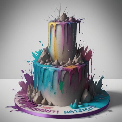 Graffiti Art Cake with Watercolour Splash Effects