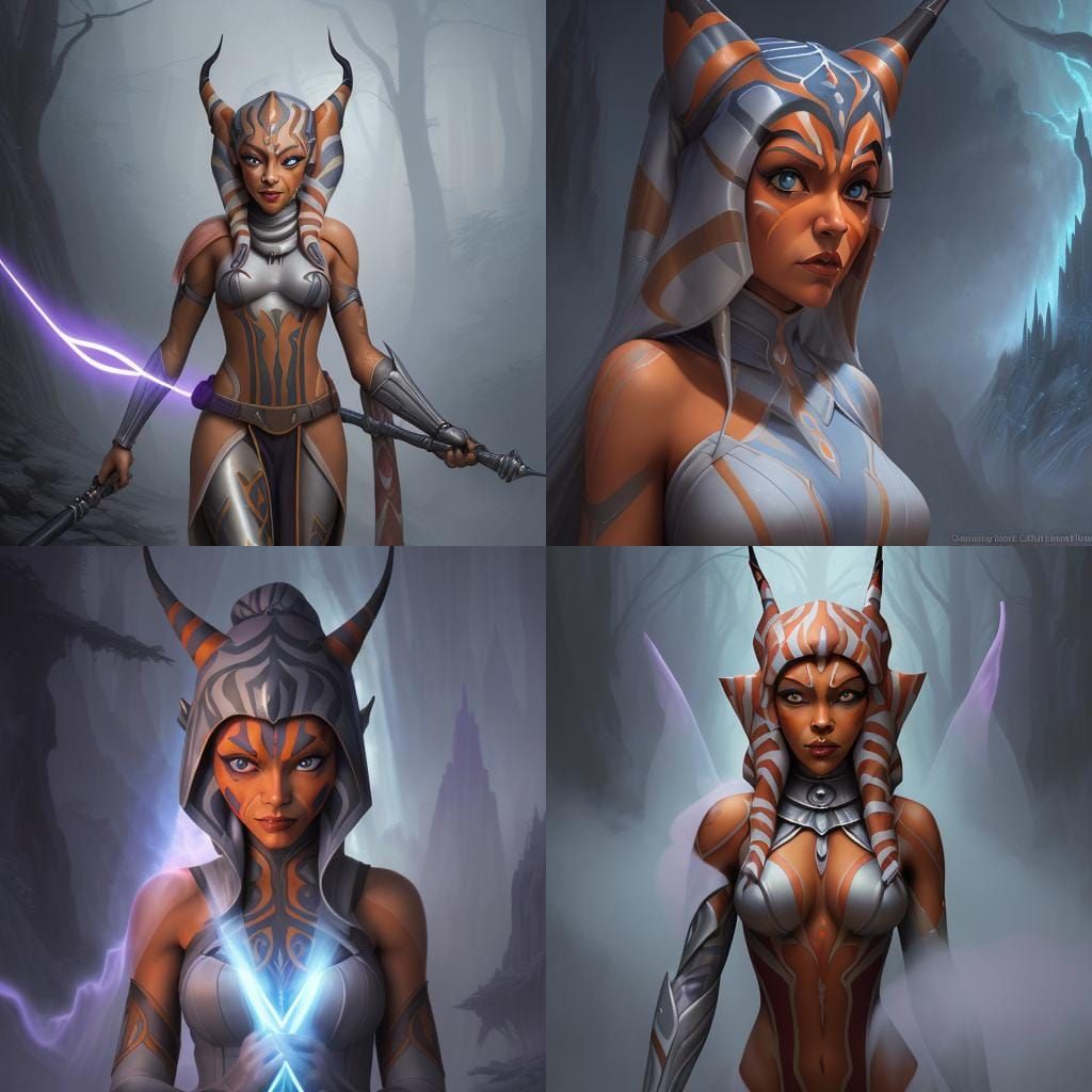 Ethereal Demon Ahsoka in Fantasy Art Style