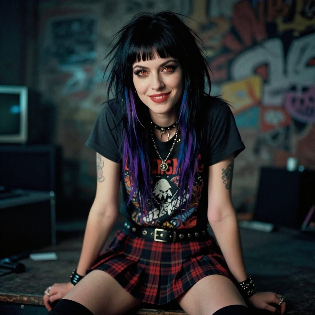 Punk Rock Woman Posing in Photoshoot