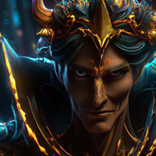 Detailed Hades Portrait in Art Nouveau Style