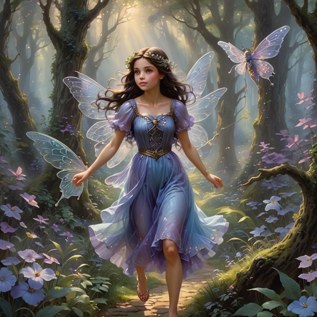 Enchanted Fairy in Forest, Ethereal Fantasy Art