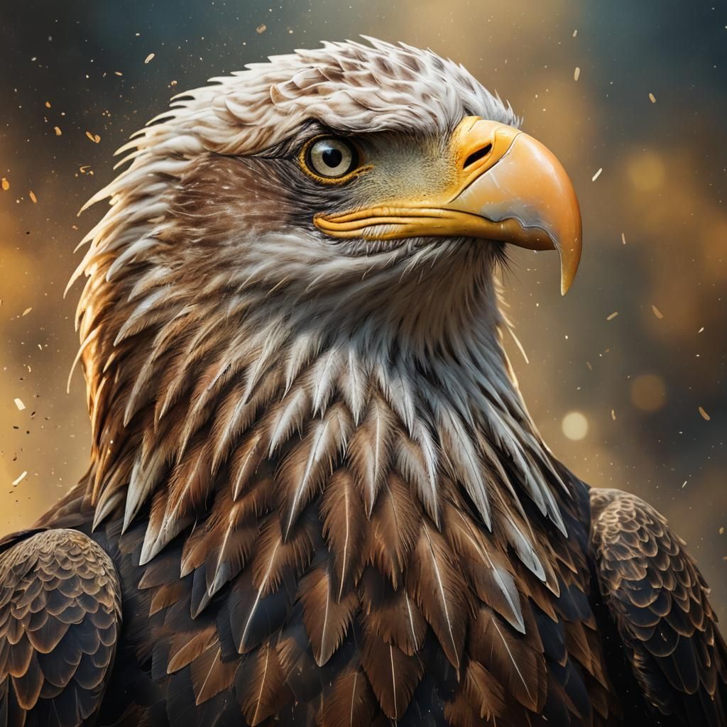American Bald Eagle Portrait in Splash Art Style