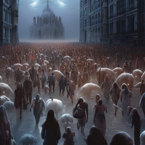Epic Crowd of Sleepwalkers: Digital Matte Painting