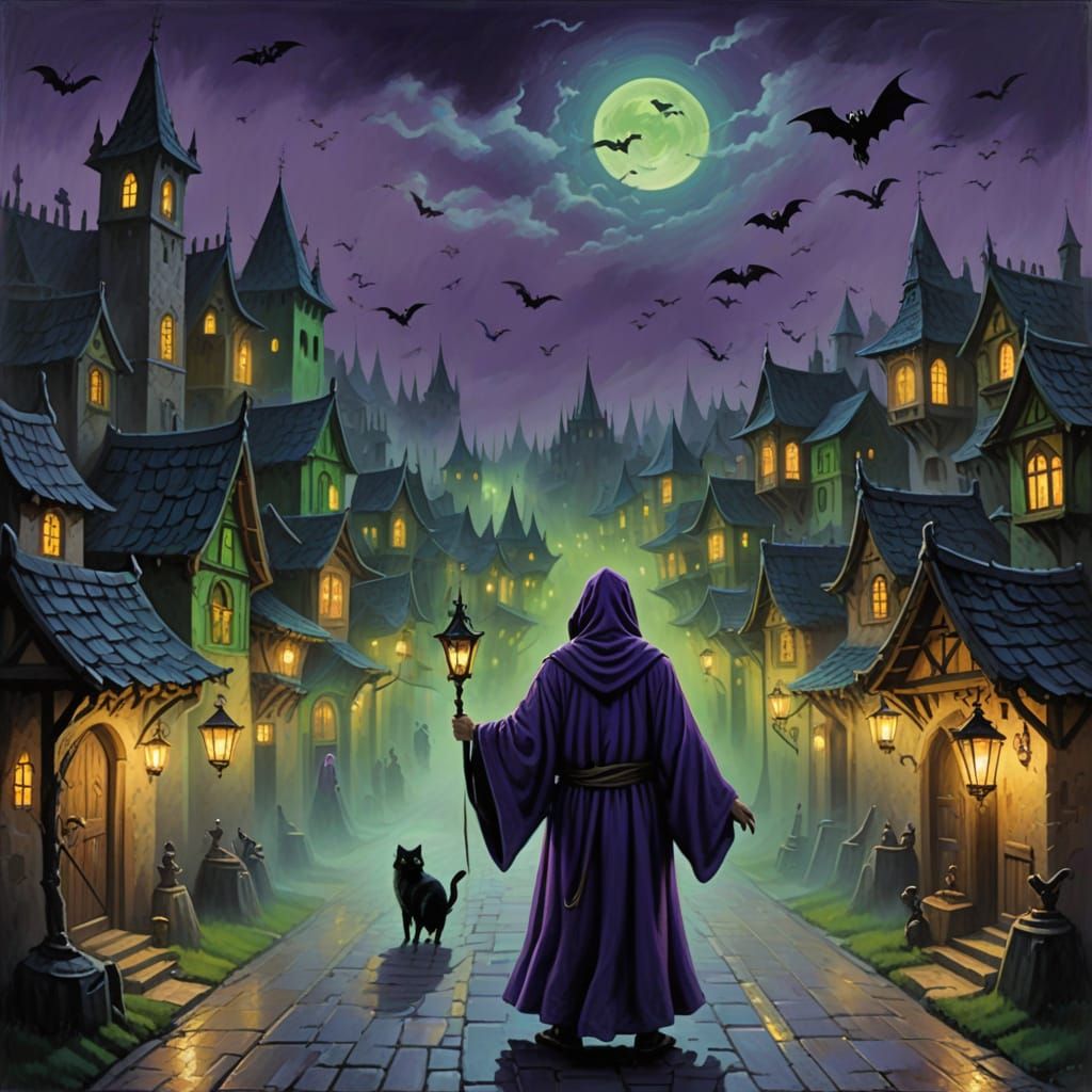 Medieval Fantasy Village in Mystical Fog