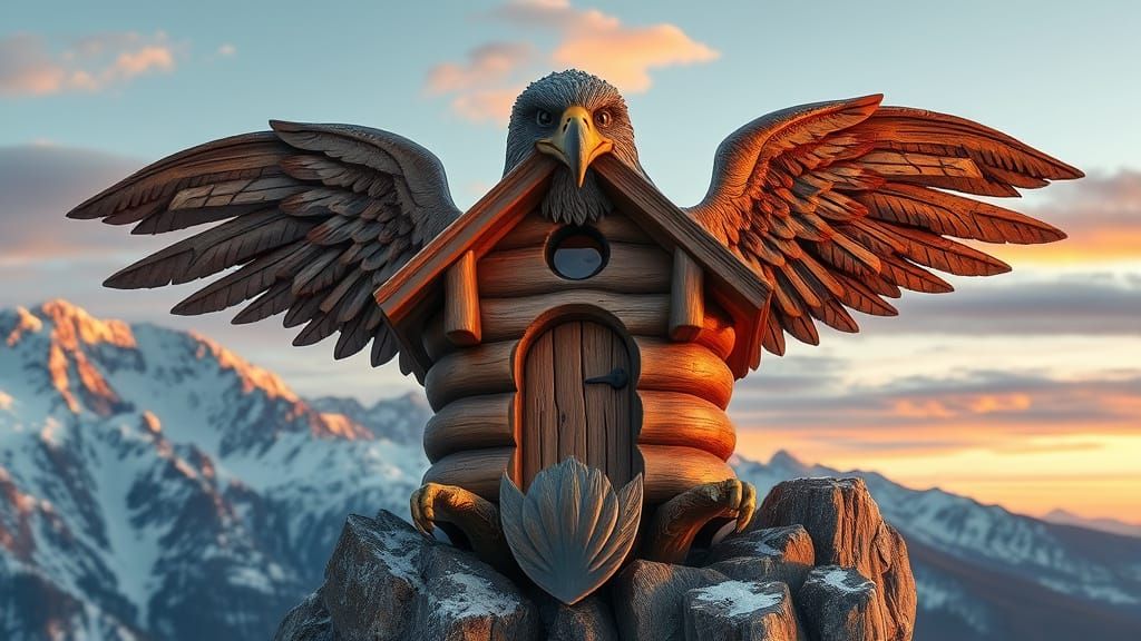 Eagle Birdhouse with Sweeping Wings, Comic Book Art