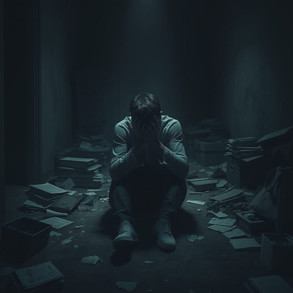 Melancholic Isolation in Dark, Claustrophobic Atmosphere