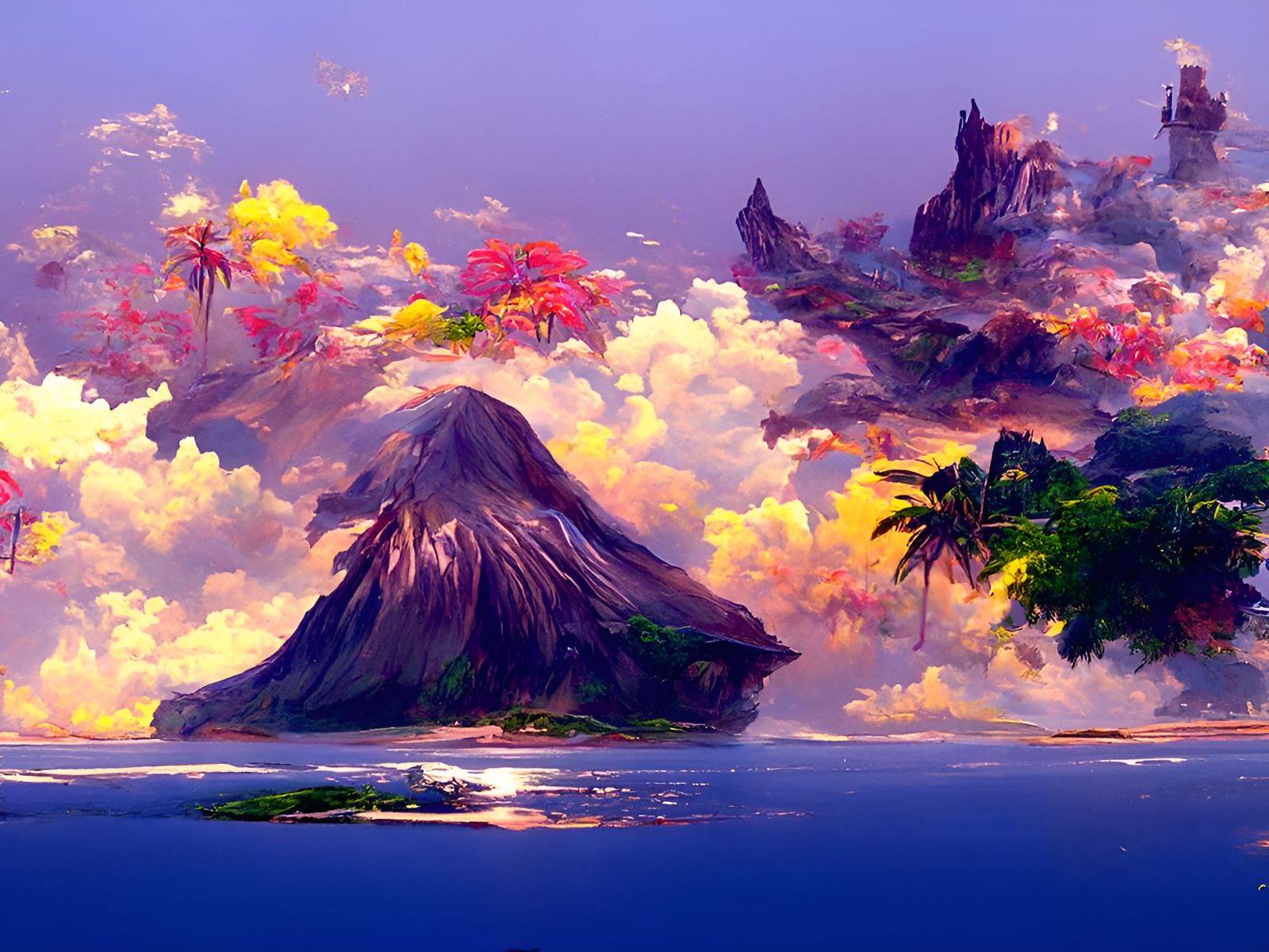 Polynesian Island Painting in Hyperrealistic Style