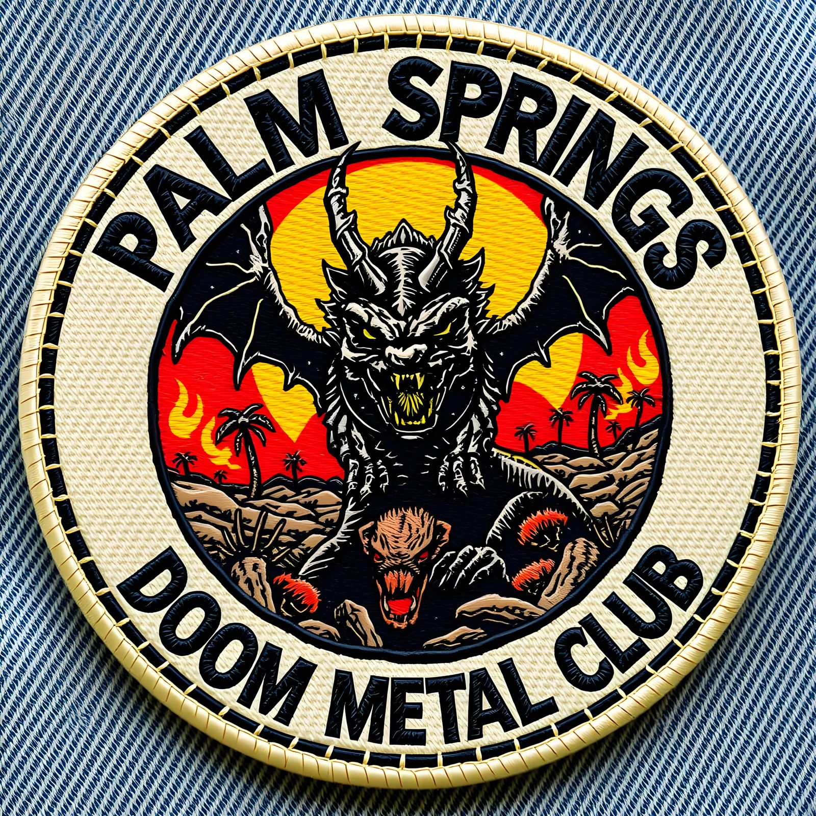 Doom Metal Club Logo Patch in Dark, Industrial Style