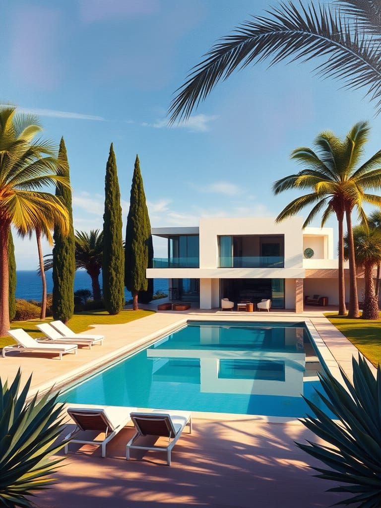 Modern Ocean House in Abstract Expressionist Style