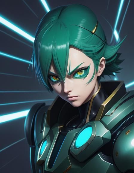 Futuristic Lab Scene in Cel-Shaded Anime Style