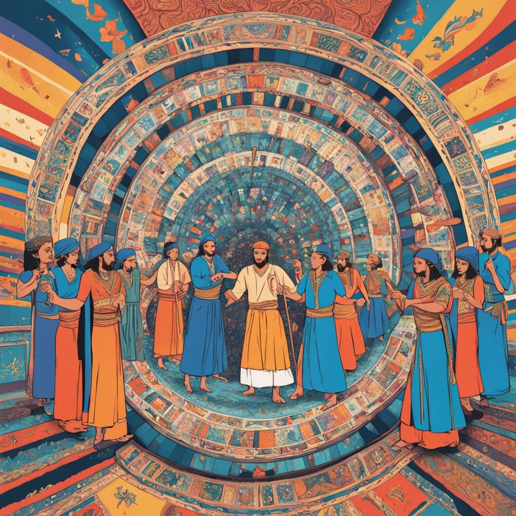 Egyptian Tahtib Game in Vibrant, 3D-Shaded Detail
