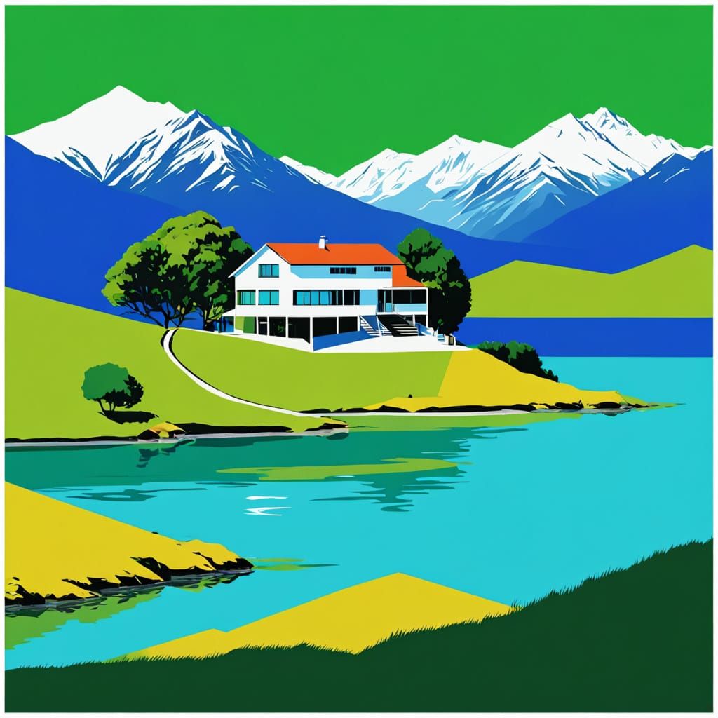 Surreal New Zealand Landscape in Triadic Colors