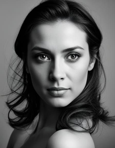Expressive Black and White Portrait with Studio Lighting