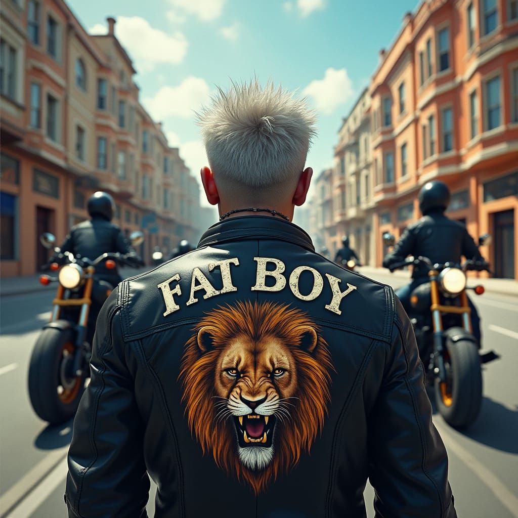 Futuristic Biker Mural in Distorted Perspective