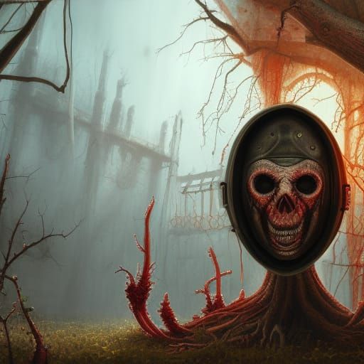 Creepy Horror Portrait of Jason with Hockey Mask