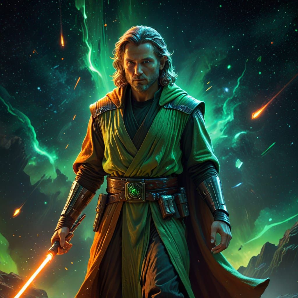 Jedi in Cosmic Void: Hyperrealistic Concept Art