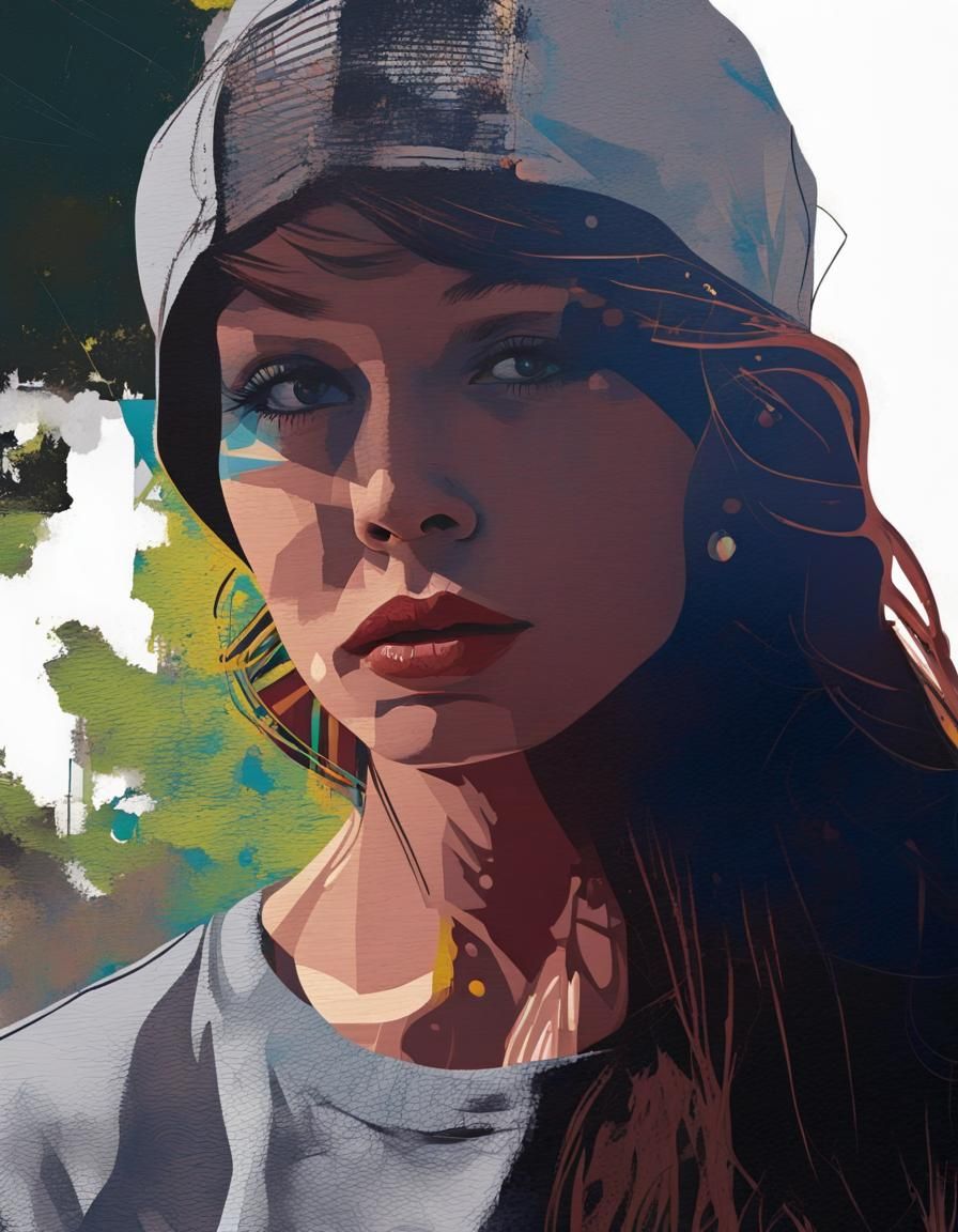 portrait graffiti stencil colorful detailed pop-art abstract...