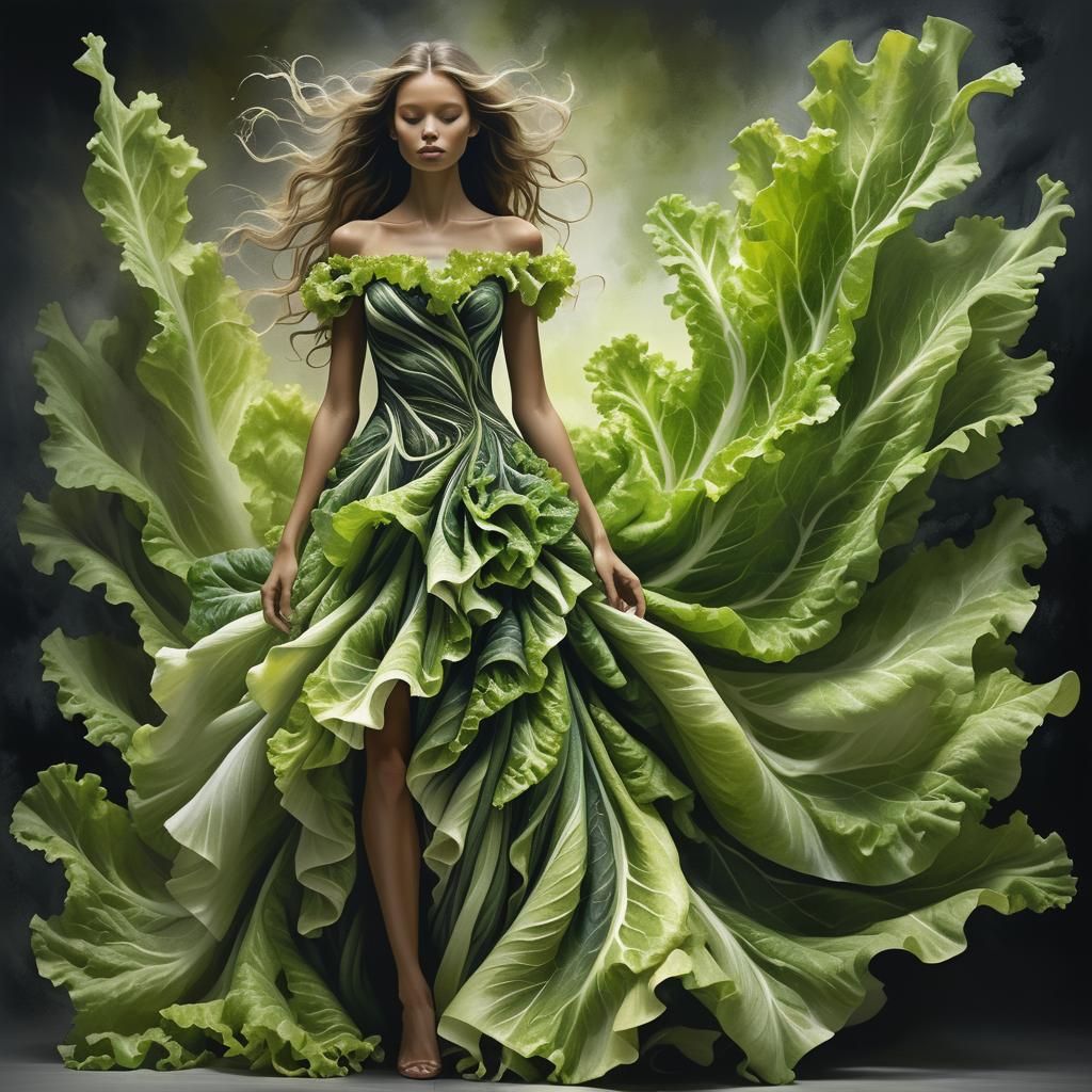 Lettuce Leaf Dress in Expressive Abstractionism