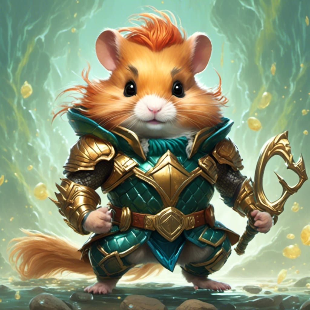 Hamster as Aquaman: Anime Concept Art