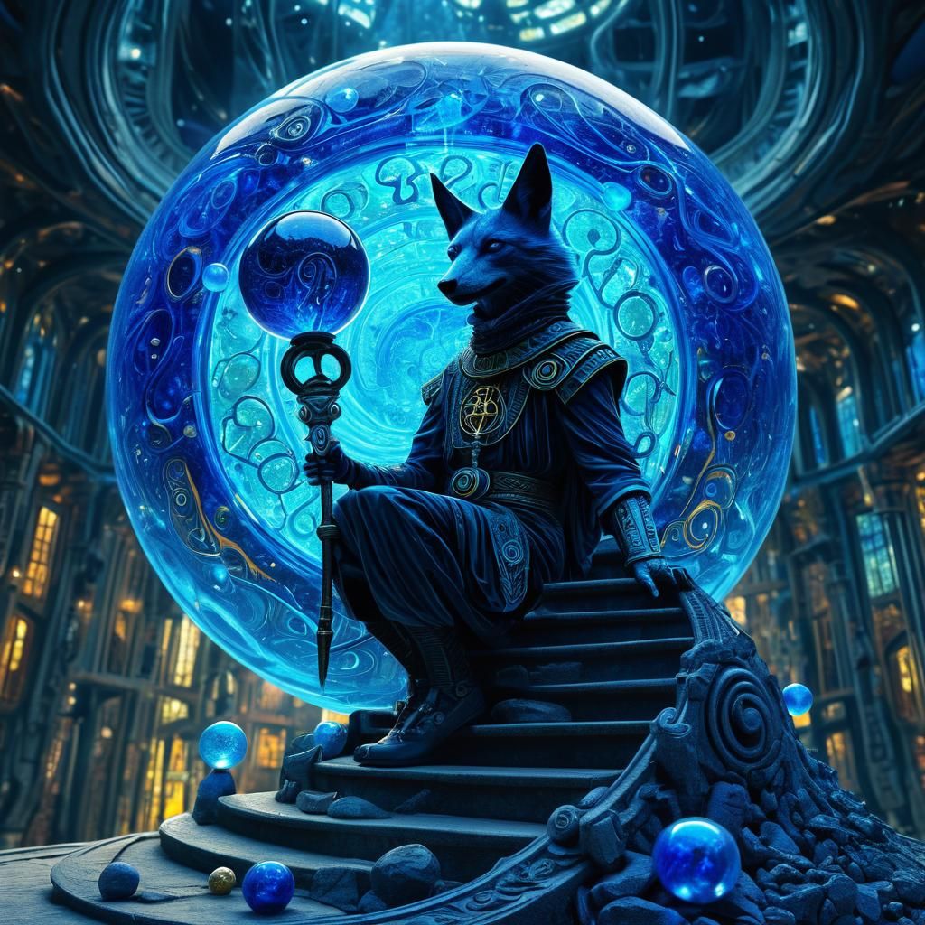 Jackal Sorcerer Channels Warp Energies in Retro Dreamscape