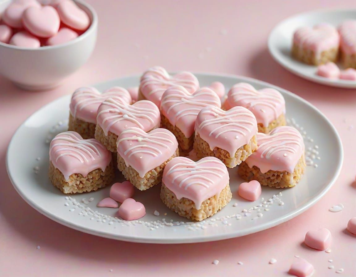 Vibrant Pink Heart-Shaped Treats in Pastel Hues