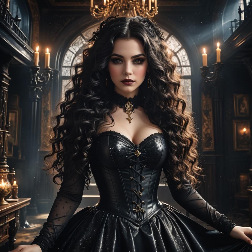 Beautiful Witch in Gothic House, Digital Art