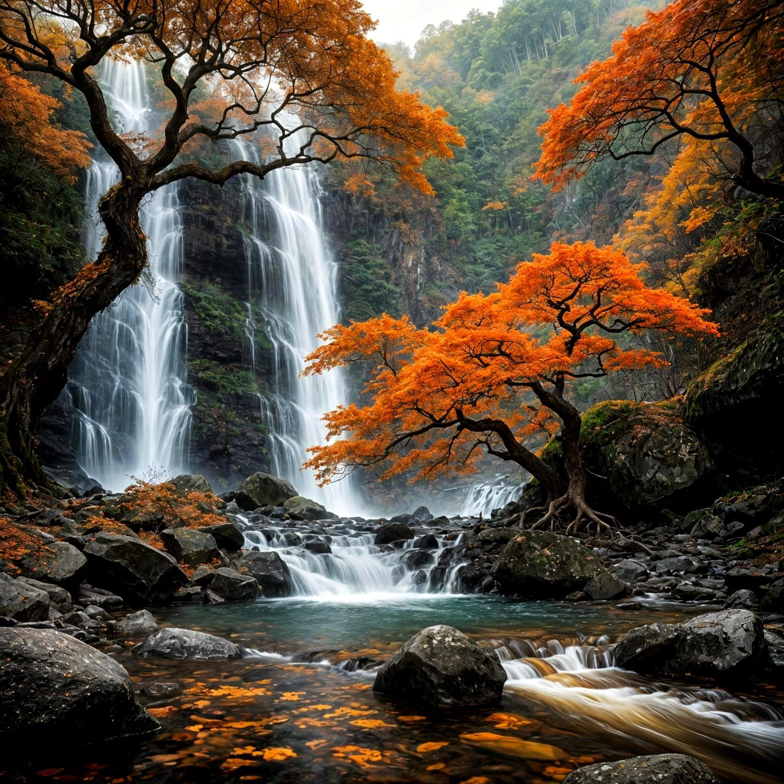 Autumnal Tree Radiates Warmth in a Mystifying Landscape